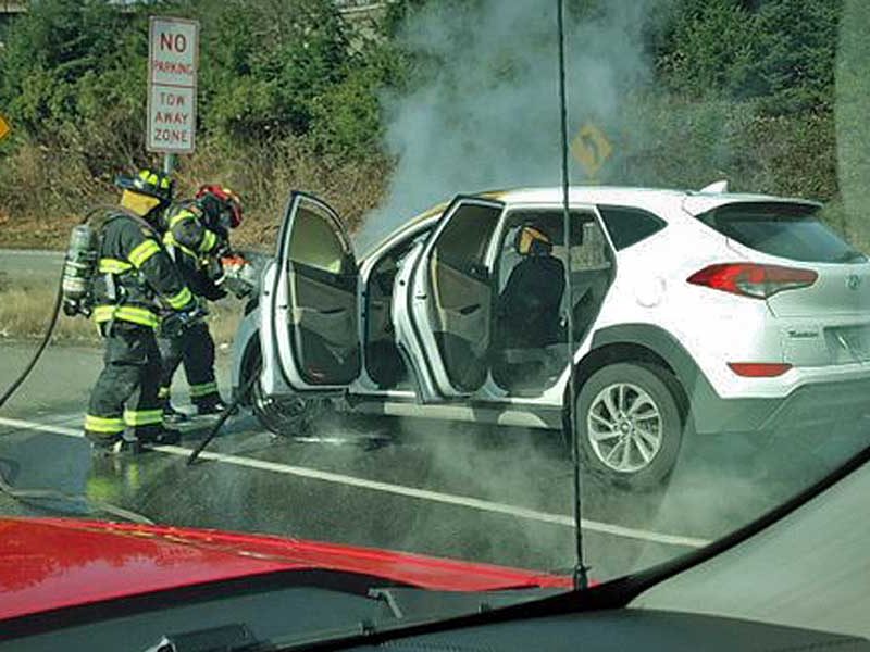 Car fire closes 2 lanes of SR 518 Wednesday