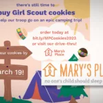 REMINDER: Buy Girl Scout Cookies from Burien's Mary's Place Troop via drive-through this Friday