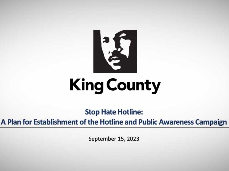 King County report outlines next steps against hate and bias with implementation of new ‘Stop Hate Hotline’