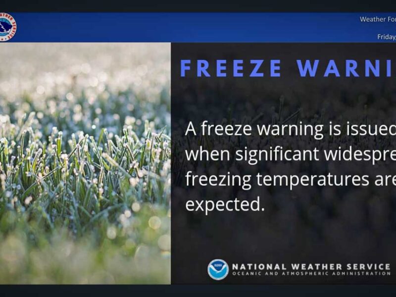 WEATHER: ‘Freeze Warning’ issued by National Weather Service Friday