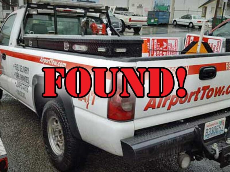 UPDATE: Stolen Burien/Airport Towing pickup truck has been recovered