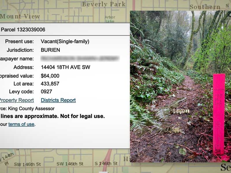 Parcel of forest land abutting Seahurst Park recently surveyed, will likely be developed with up to 4 homes