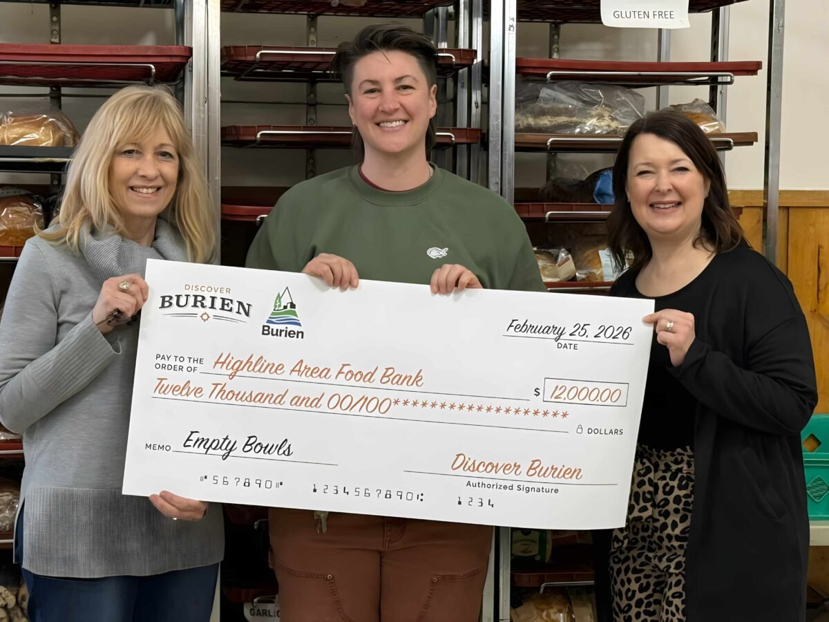 Discover Burien presents $12,000 Empty Bowls checks to food banks as well as ‘Best Soup’ awards