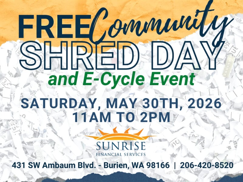 Free Shred Day and E-Cycle Event returning to Burien on Saturday, May 30