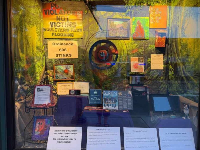 Vicky Hartley exhibit now on display in Highline Heritage Museum window through July