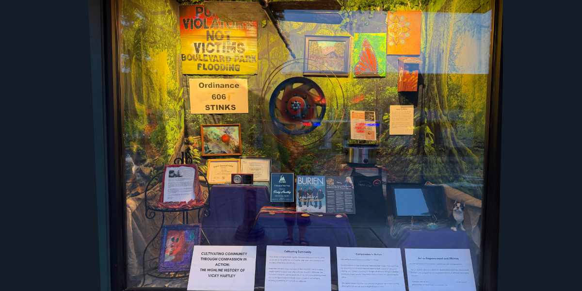 Vicky Hartley exhibit now on display in Highline Heritage Museum window through...