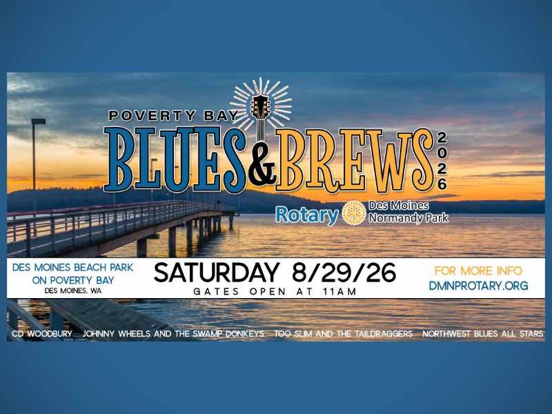 SAVE THE DATE: Poverty Bay Blues & Brews Fest will return to Des Moines Beach Park on Saturday, Aug. 29