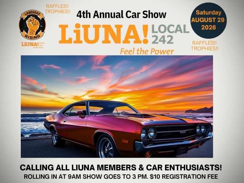 SAVE THE DATE: LIUNA Local 242’s  4th annual Car Show benefiting Des Moines Food Bank will be Saturday, Aug. 29