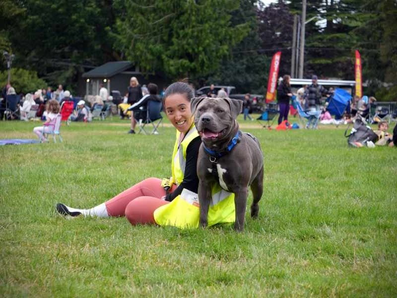 PHOTOS: ‘Latin beats. Happy paws. Summer done right’ – adoptable dogs join Burien concertgoers at ‘Music in the Park’