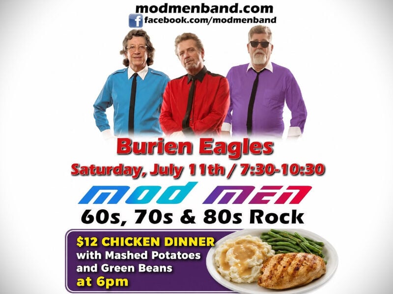 Chicken dinner, live music from Mod Men will highlight Burien Eagles Open House this Saturday, July 11