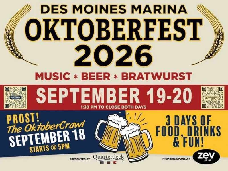 Prost! The OktoberCrawl™ brings a progressive Oktoberfest adventure to Des Moines Marina District this Friday night, Sept. 18