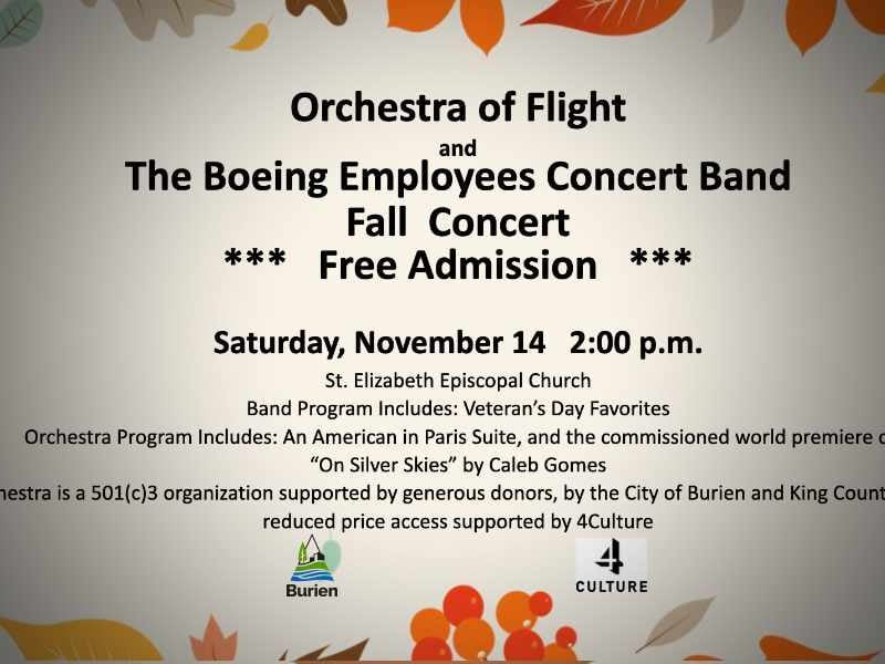 Orchestra of Flight to premiere ‘On Silver Skies’ at free concert in Burien on Saturday, Nov. 14